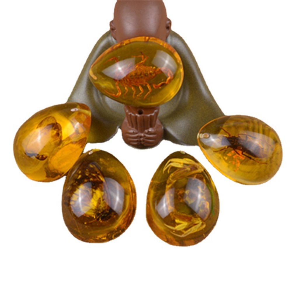 Resin Art Necklace - Natural Rough Butterfly Amber Stone Insect