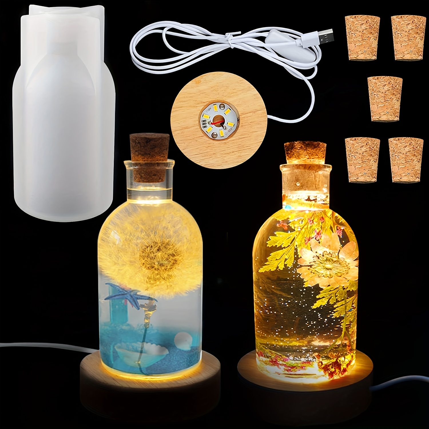 Resin Art Equipment - Drift Bottle Light Resin Mold Set,