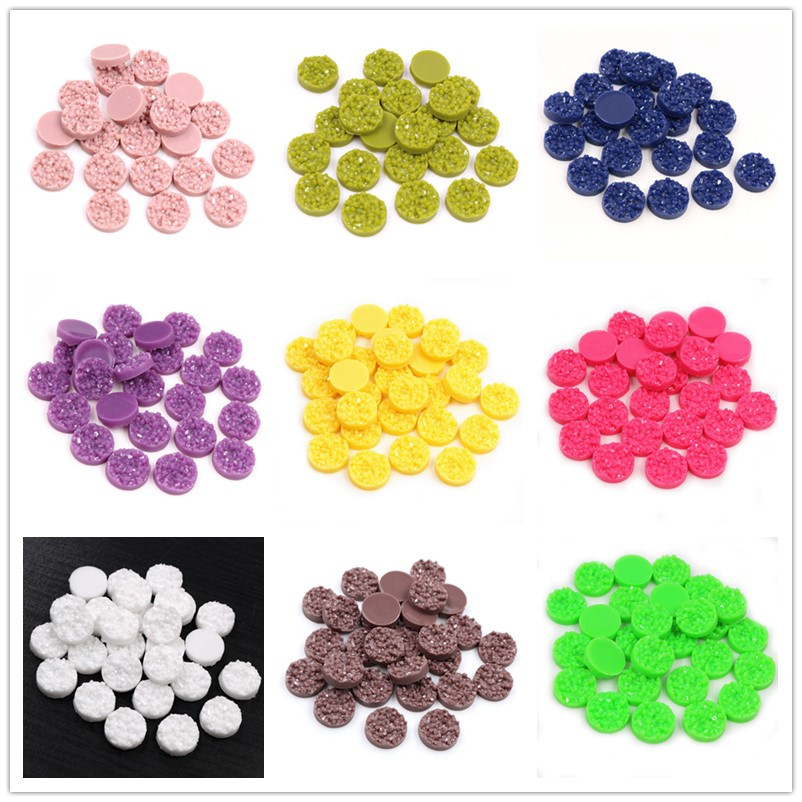 Resin Art Materials Wholesale - 40pcs Resin Druzy Cabochons Dome 8/10/12mm