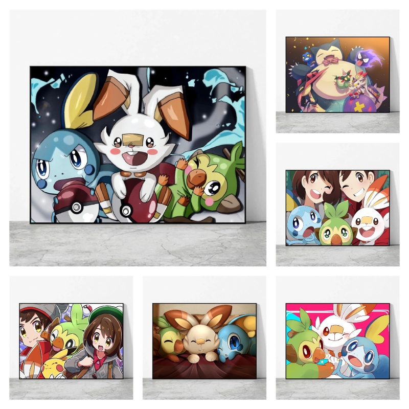 Resin Art Images - Diamond Posters Pokemon Paintings Pikachu Scorbunny