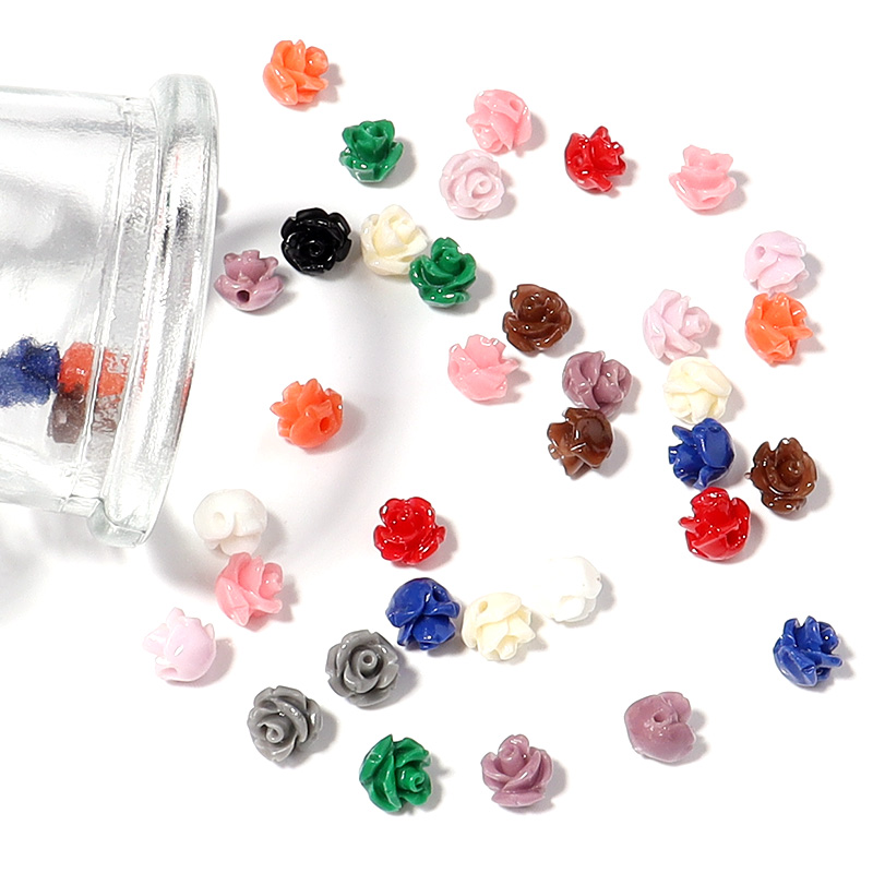 Resin Art Bracelet - 30pcs Resin Imitation Coral Flower Bead