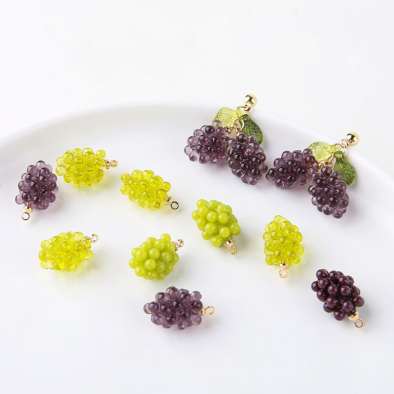 Resin Art Materials Wholesale - 6pcs Cute Little Grapes Resin Charms