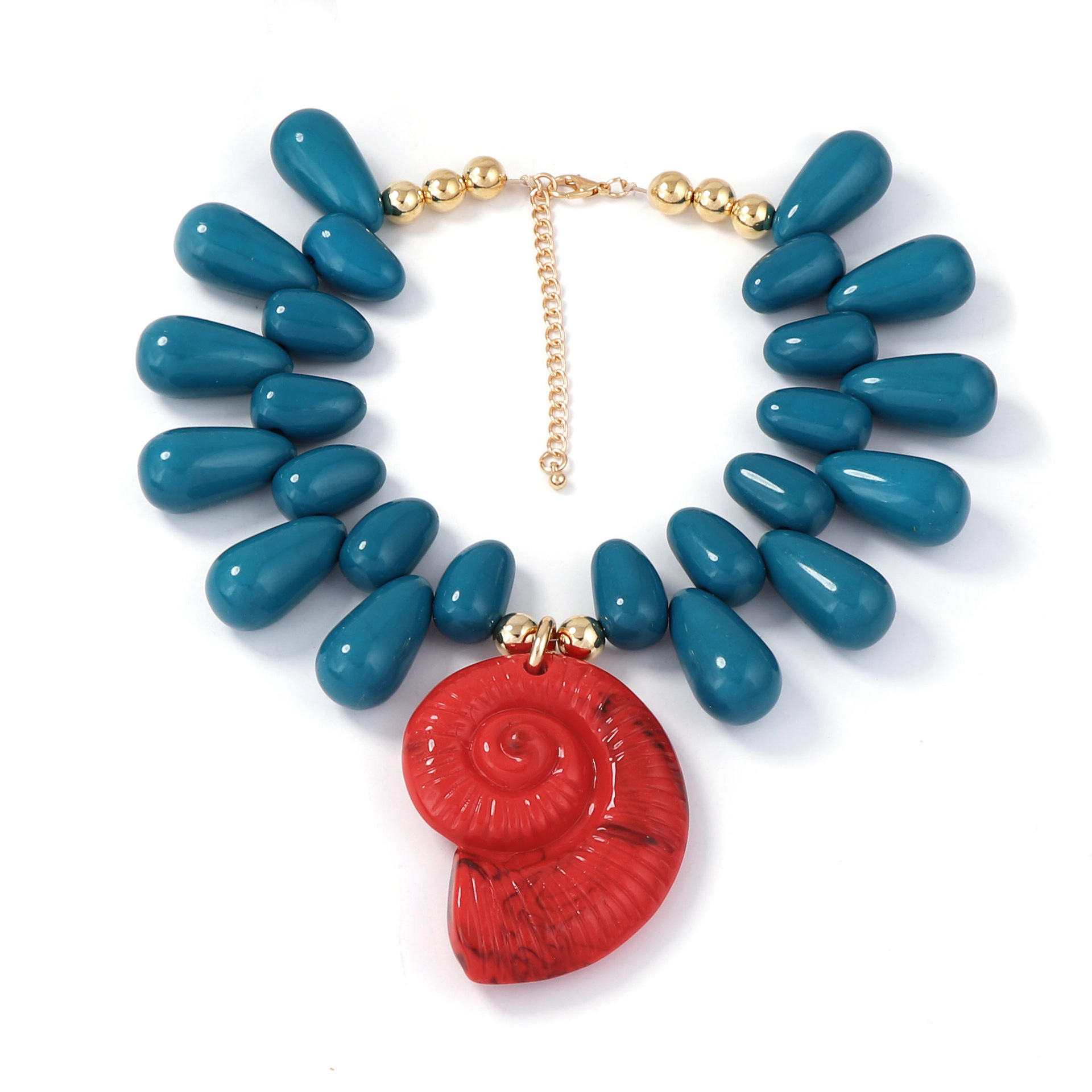Resin Art Necklace - Boho Conch Pendant Choker Necklace for