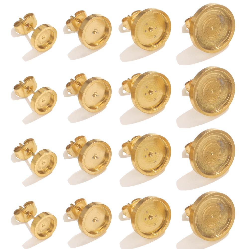 Resin Art Materials Wholesale - 10pcs Stainless Steel Gold Earring Stud