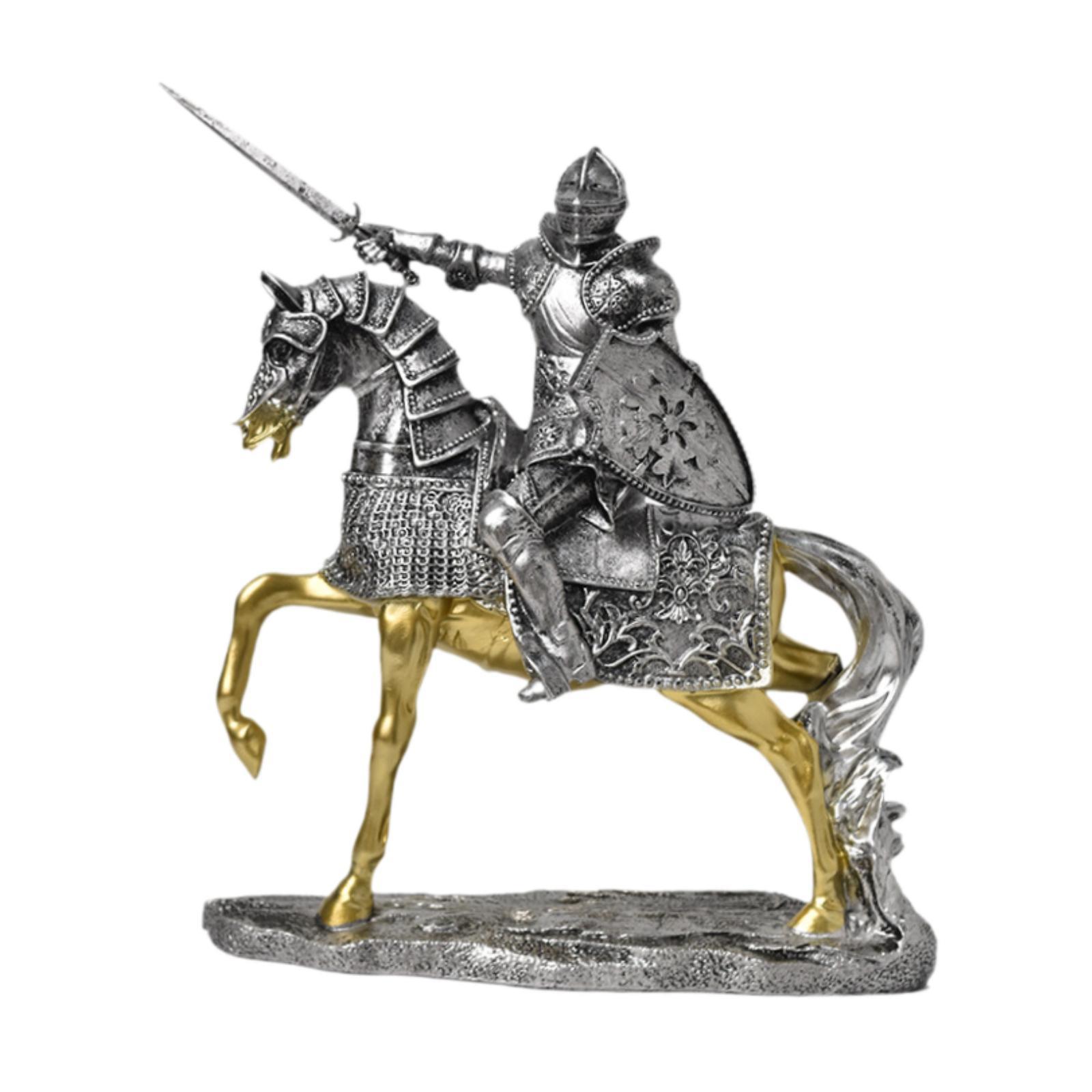 Knight Horse Statue Retro Vint - Resin Art Table Top recension och pris