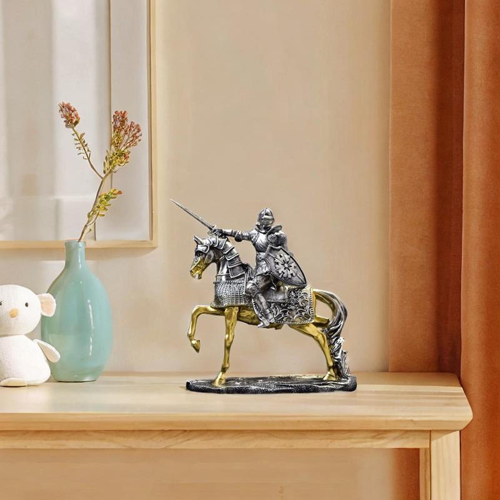 Knight Horse Statue Retro Vint - Resin Art Table Top recension och pris
