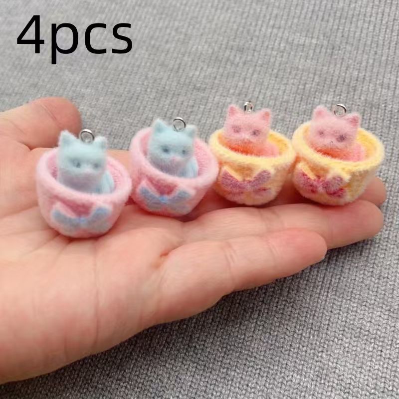 4pcs 3D plush resin cat pendan - Resin Art Materials Wholesale recension och pris