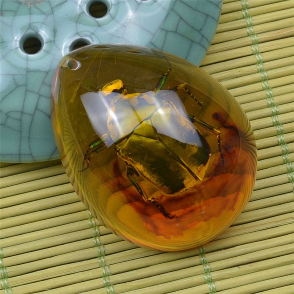 Natural Rough Butterfly Amber  - Resin Art Necklace recension och pris