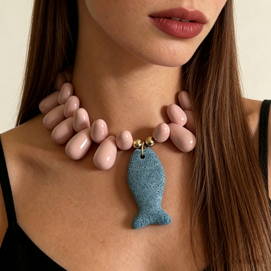 Vibrant Colorblock Pink Teardr - Resin Art Necklace recension och pris