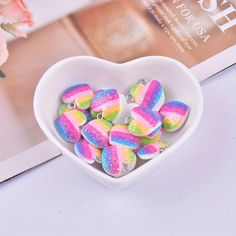 10Pcs Colorful Heart Resin Cha - Resin Art Materials Wholesale recension och pris