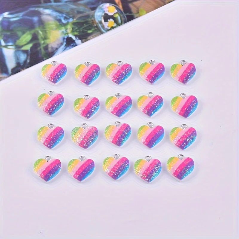 10Pcs Colorful Heart Resin Cha - Resin Art Materials Wholesale recension och pris