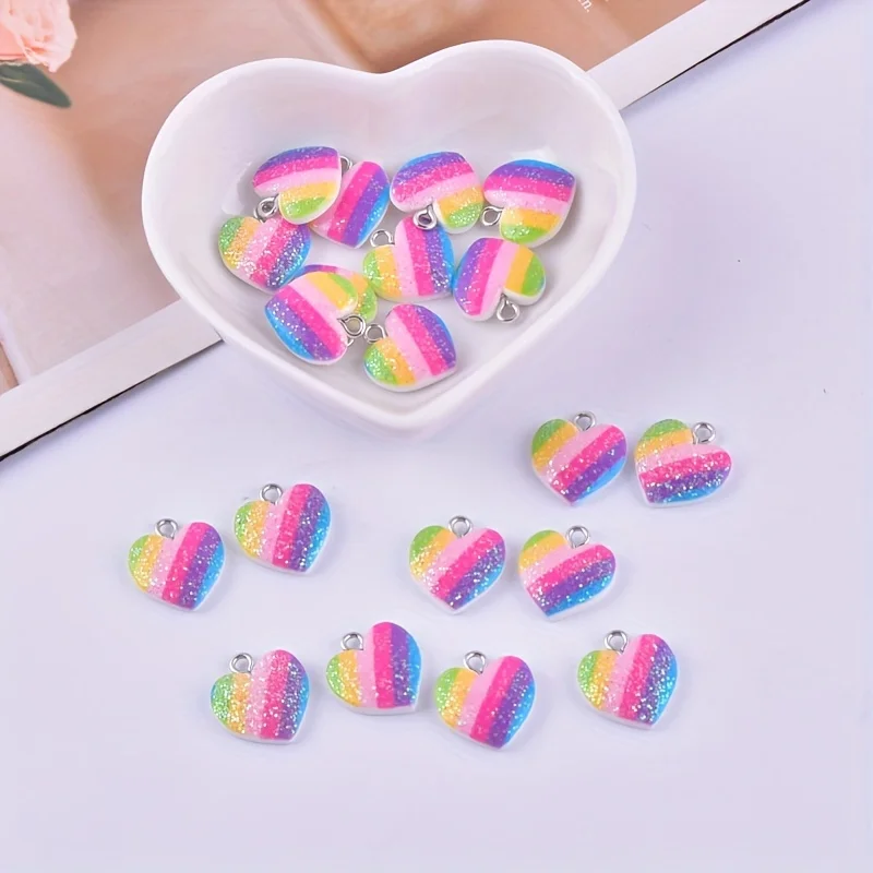 10Pcs Colorful Heart Resin Cha - Resin Art Materials Wholesale recension och pris