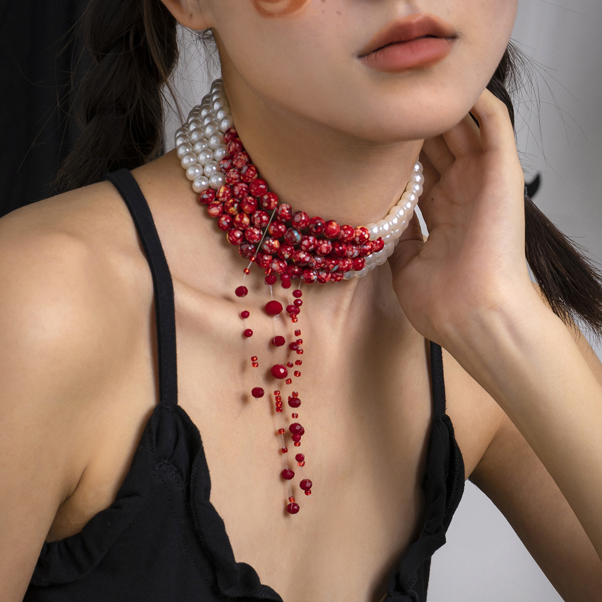 Multilayer Vintage Red Blood P - Resin Art Necklace recension och pris