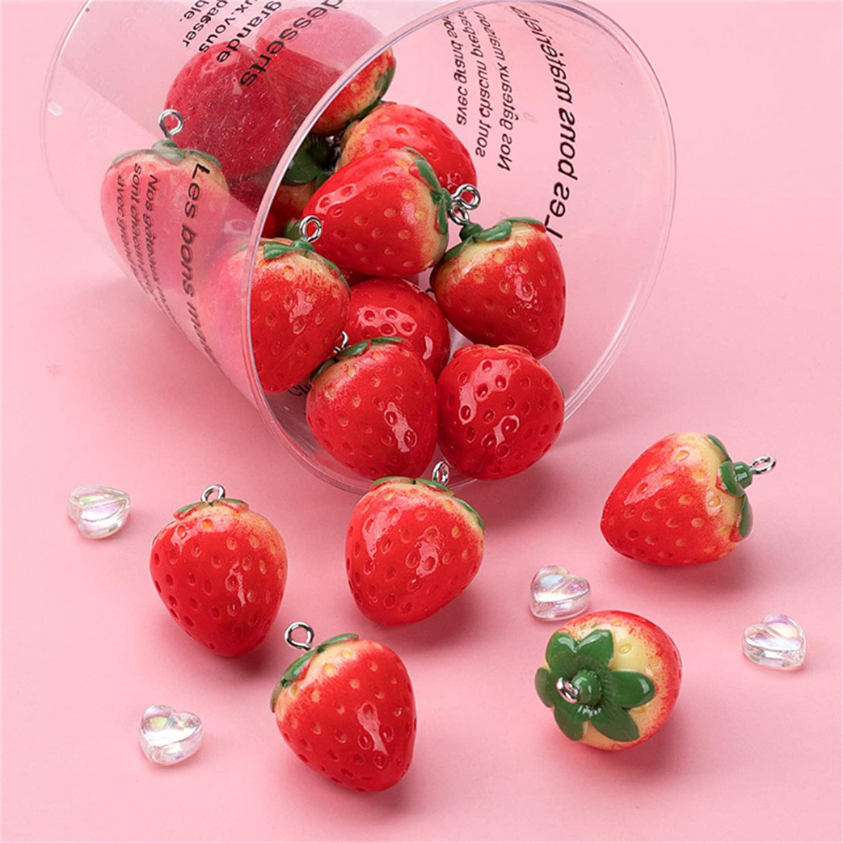SG04 Cute 5pcs Strawberry Frui - Resin Art Necklace recension och pris